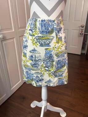 Talbots Blue, Green and White Printed A-Line Skirt